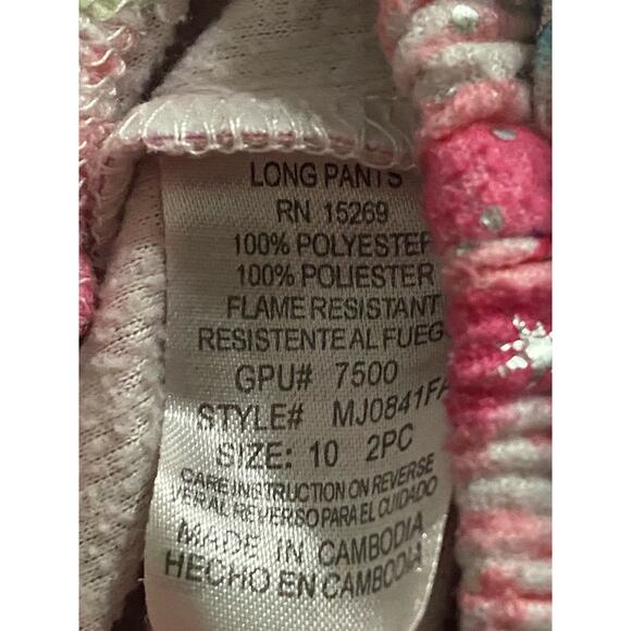 SLEEPING BEAUTY Girl's 2PC Pajama Set Size 10 Pink Snowflake - Picture 6 of 6